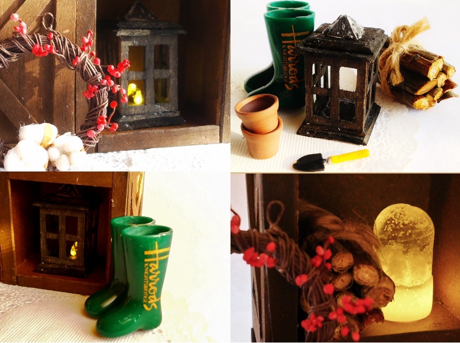  hand made 1/6 miniature * Halloween pumpkin lantern . box shelves * Christmas wreath other set *