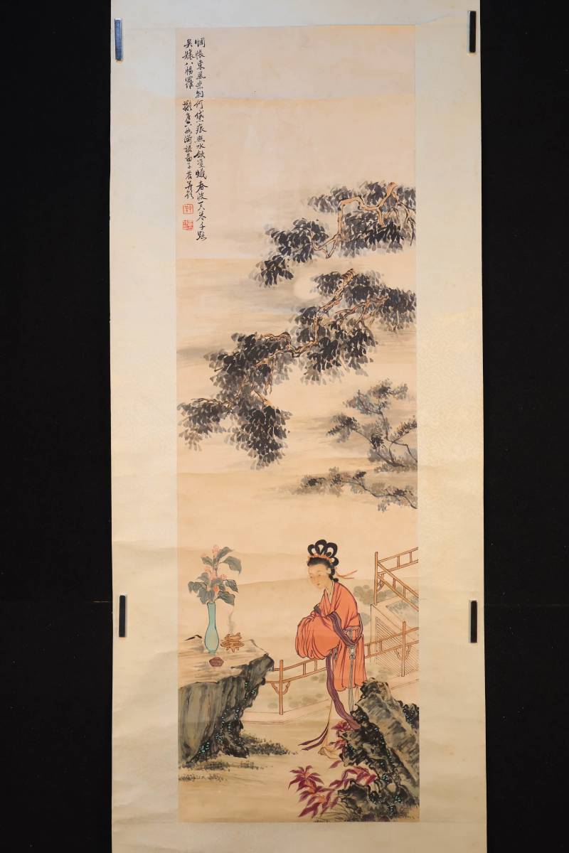 掛軸】〈費丹旭〉『仕女図』(紙本肉筆)/ 中国画 人物図 山水図 花鳥