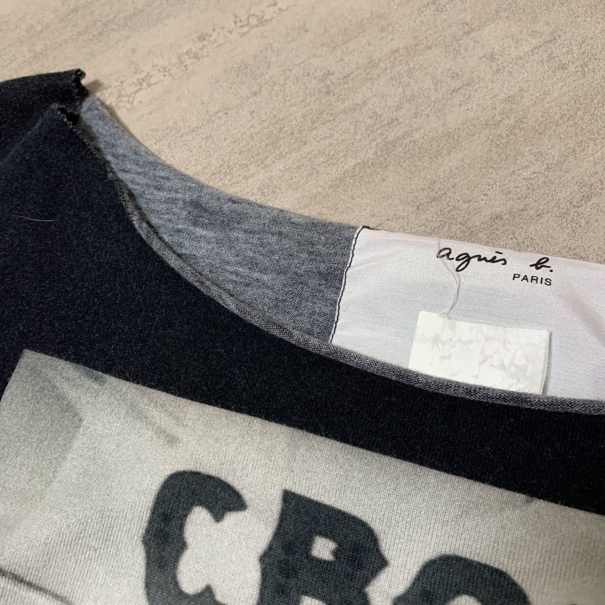 【日本製】agnes.b 5分袖 フォト Tシャツ アニエスベー サイズ2 M相当 ブラック 黒 GODLIS CBGB バウリー ニューヨーク NYC ゴドリ_画像6