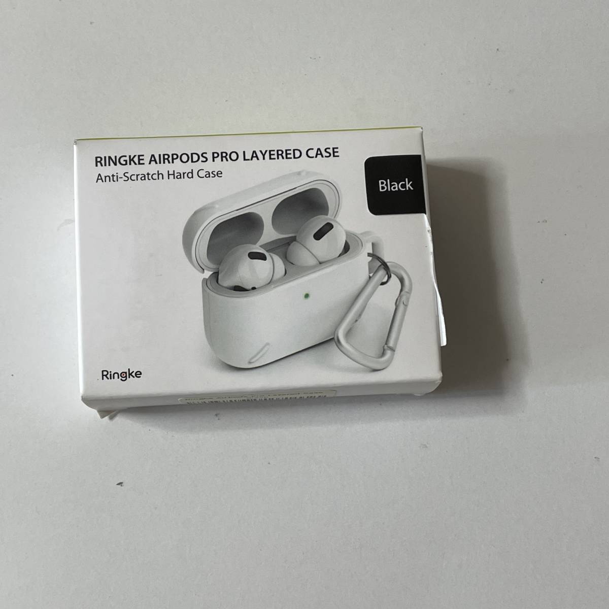 【Ringke】AirPods Pro ケース 充電ケースカバー フロントLED表示 保護 /キーチェーン付き エアーポッズ イヤホン (Black ブラック)_画像9