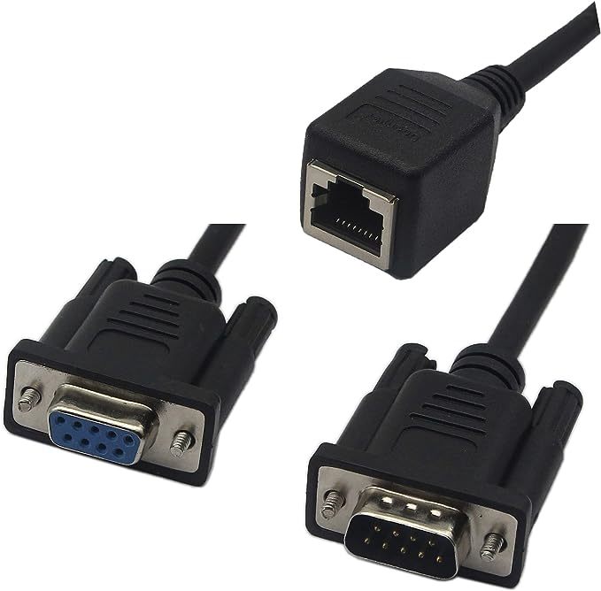 CERRXIAN DB9 RS232 COMメスポート - RJ45メス+ RS232メス - RJ45メスコネクタカードDB9シリアルポートエクステンダ - LAN CAT5 （1ペア）_画像5