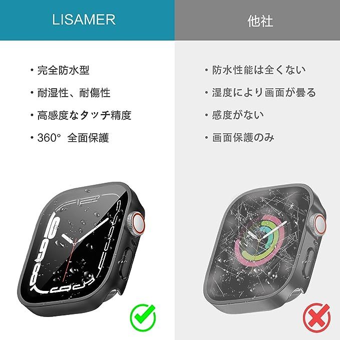 Mimall Apple Watch series 7 用 ケース 45mm 一体型 全面保護 高透過率 衝撃吸収 防水 防塵 指紋防止 PC素材 アップルウォッチ7カバー_画像3