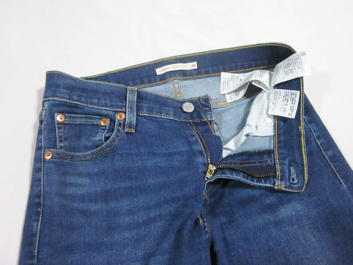 送料無料!!　Levi's　リーバイス　BORROWED FROM THE BOYS　加工　パウダー　ストレッチ　デニム　ジーンズ　インディゴ　26　W約75CM_画像6