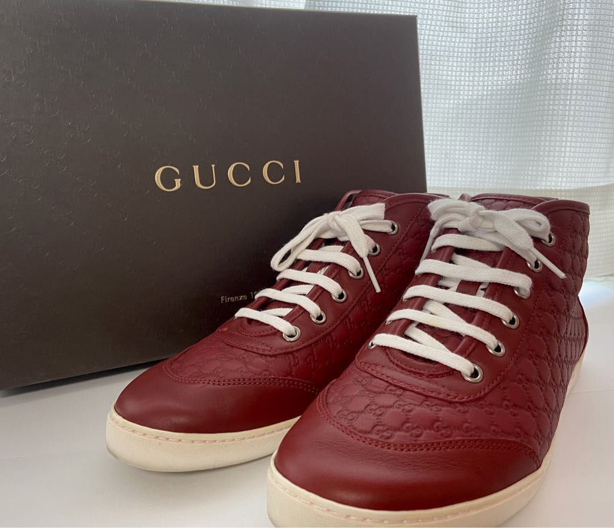 GUCCI グッチ　ハイカットスニーカー　24cm レッド　赤