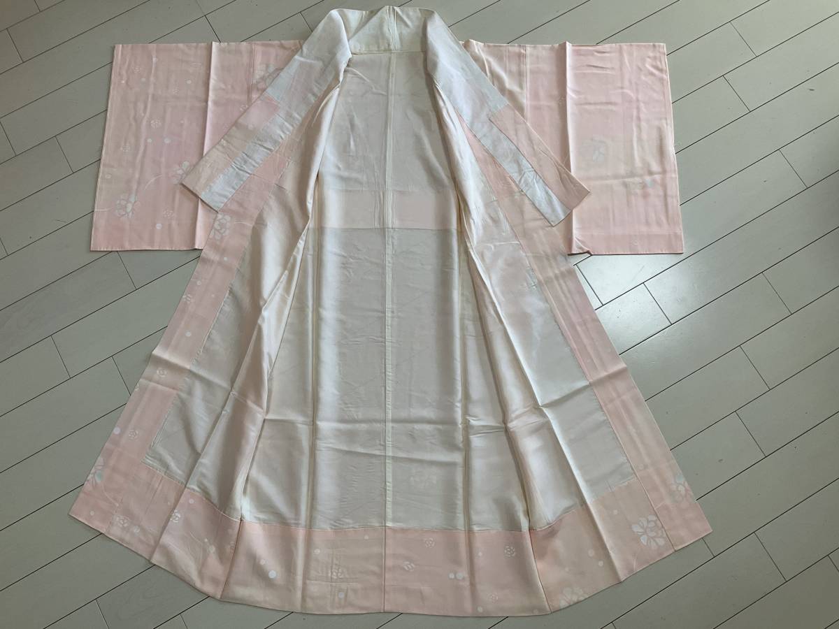 ■e1991■中古■正絹■灰梅色　花模様　袷　長襦袢■丈119　裄62　_画像8