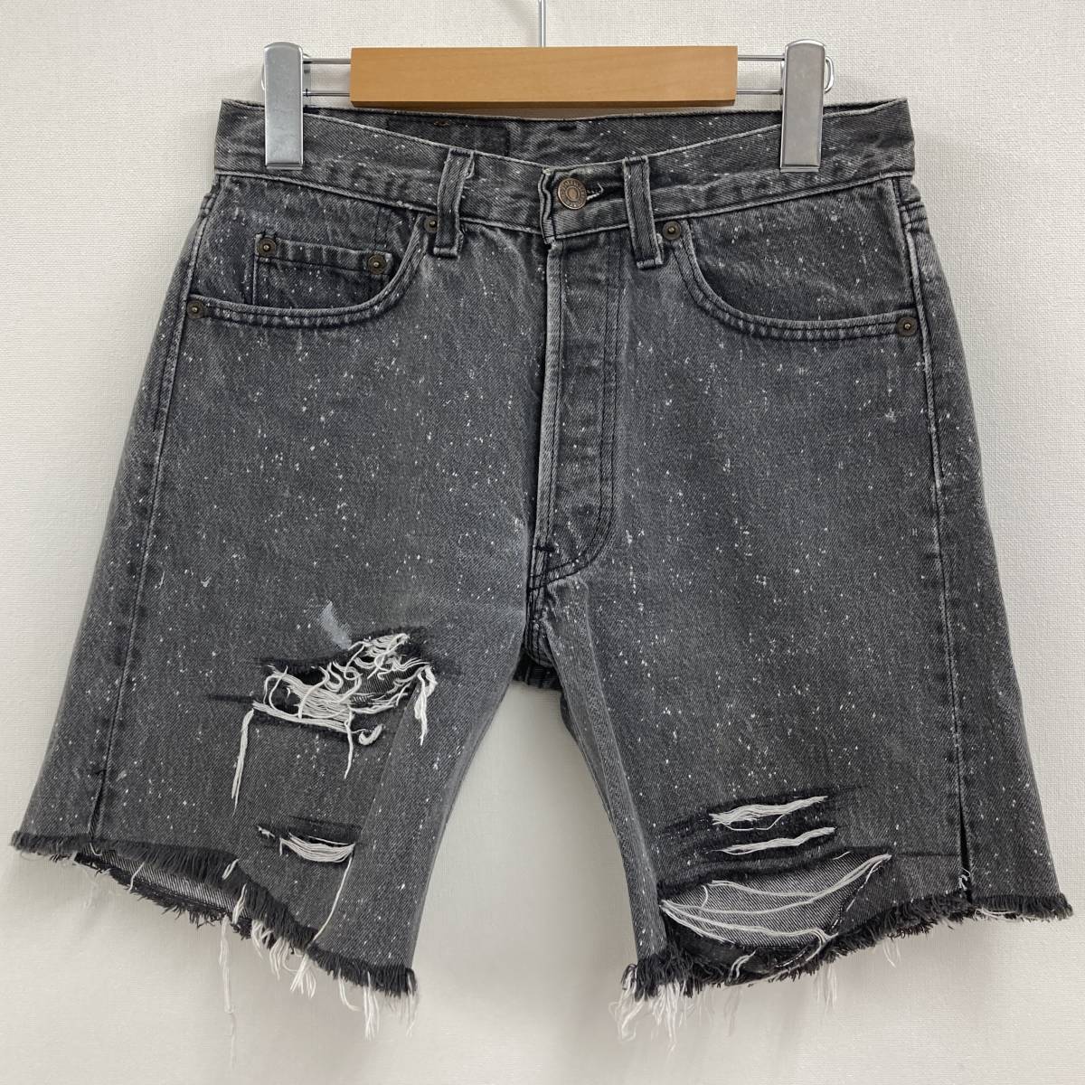 90s USA製 Levi's 501 ギャラクティック ウォッシュ デニム ショートパンツ ブラック 黒 W29 Levis リーバイス ハーフパンツ VINTAGE 1281