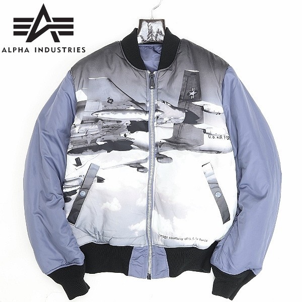 新品●ALPHA INDUSTRIES アルファ インダストリーズ エアフォース リバーシブル MA-1 フライト ジャケット ネイビーブルー M