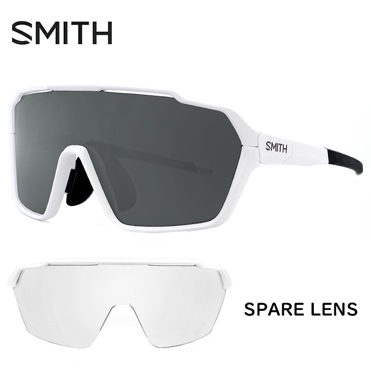 新品 SMITH スミス サングラス shift mag Matte White chromapop Black Clear スペアレンズ付き アジアンフィット スポーツ 夜間 対応