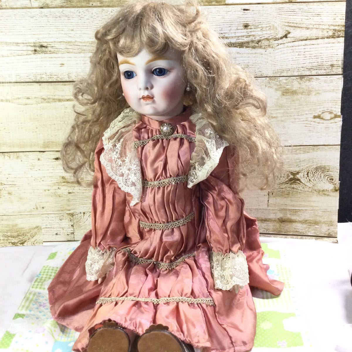 Grace アンティーク レア フランス 19世紀末 ブルー キッド (子 Grace アンティーク レア フランス 19世紀末 ブルー キッド (子