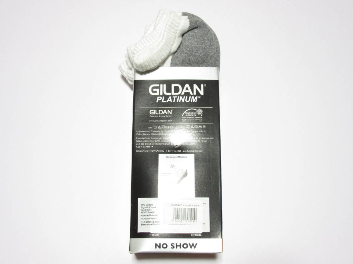 新品 GILDAN(ギルダン)6Pショートソックス☆[Fサイズ/US6-12(JP24-30cm)] ソックス 靴下 アンクルソックス スニーカー_画像3