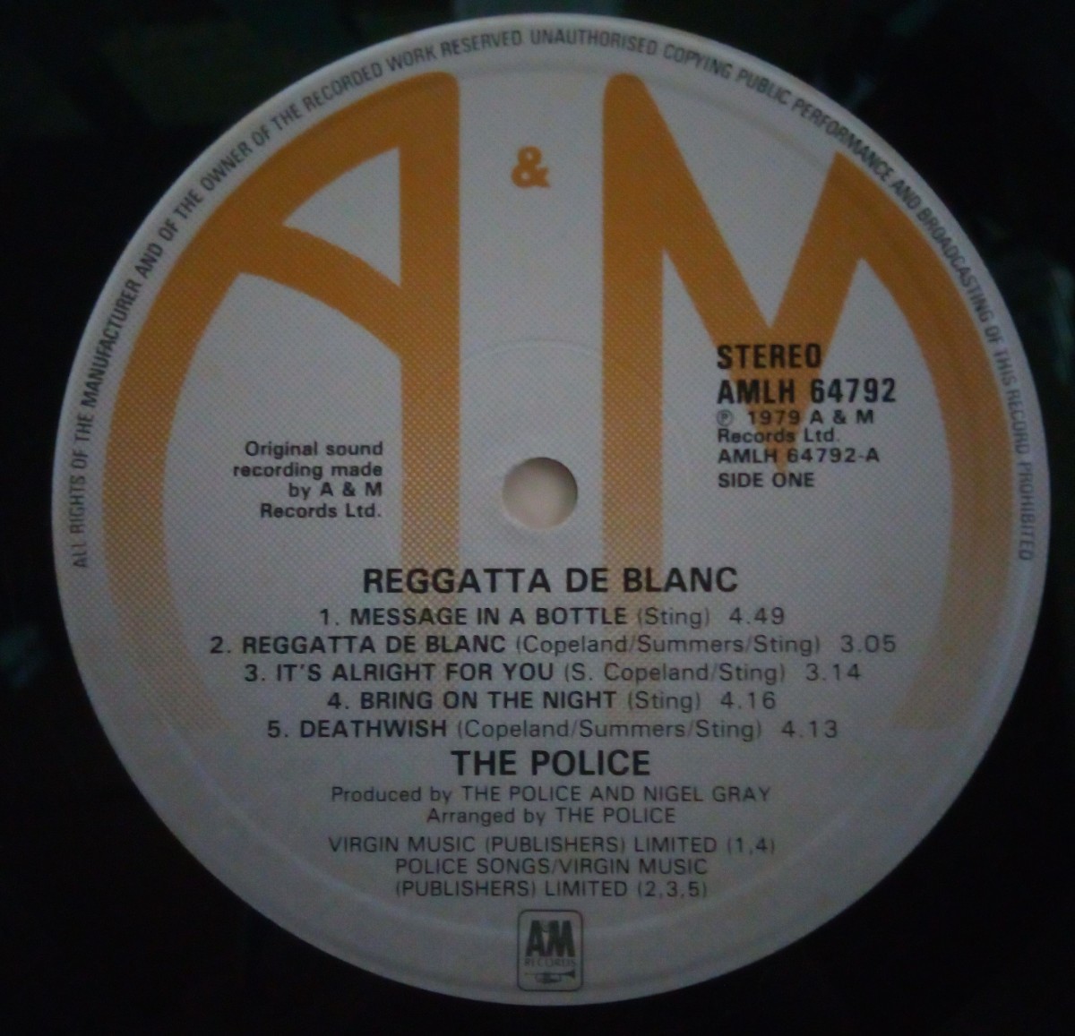 【LP/ 英国盤】The Police ポリス 白いレガッタ Reggatta De Blanc 1979年 AMLH 64792 A&M _画像7