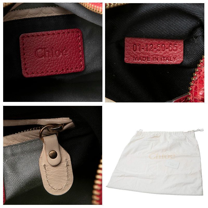 クロエ パラティ 2way ショルダーバッグ ハンドバッグ ビジネスバッグ クロコ クロコダイル レザー 本革 赤 レッド red Chloe_画像8