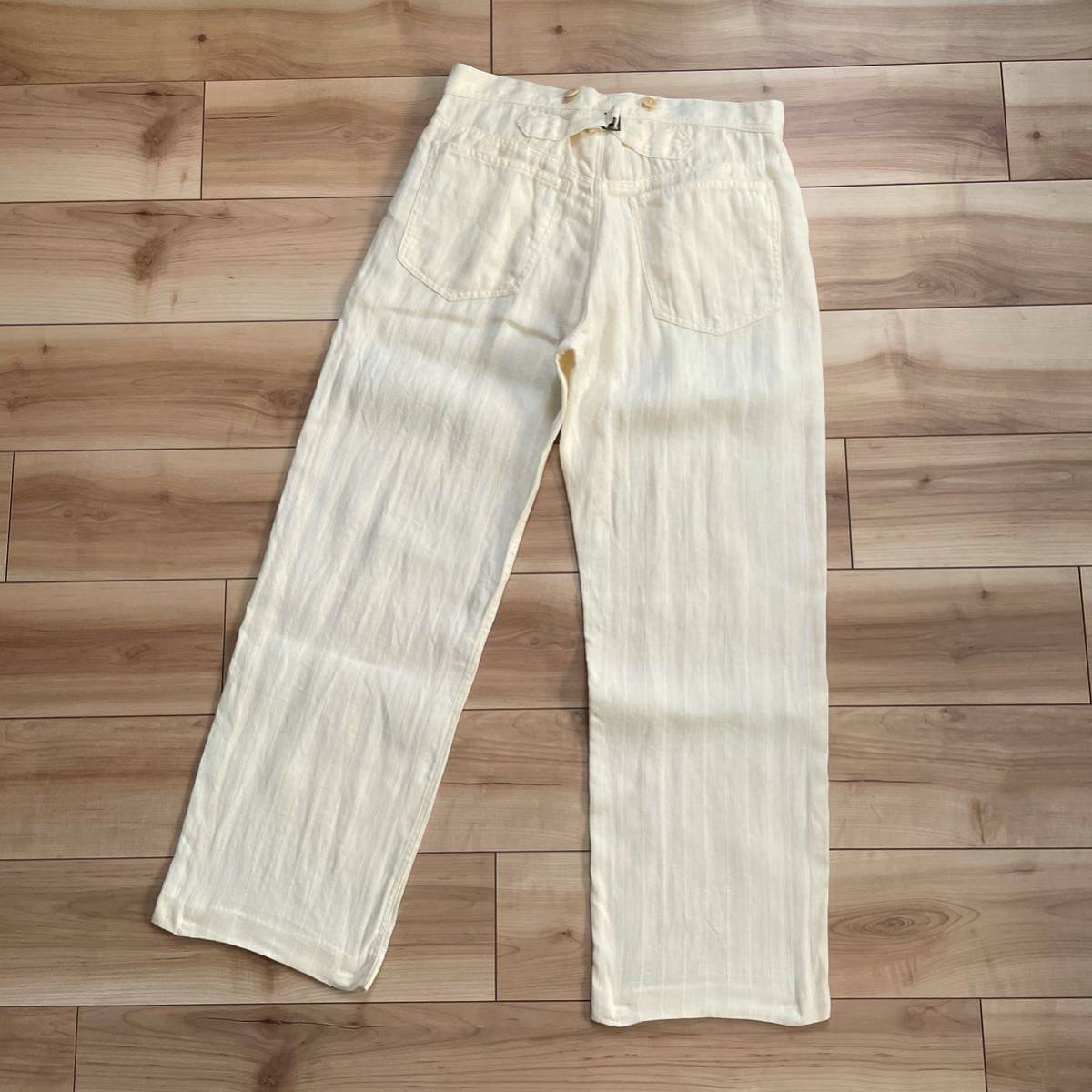 [ free shipping ] Ralph Lauren top class line purple lable linen wide pants ivory 6