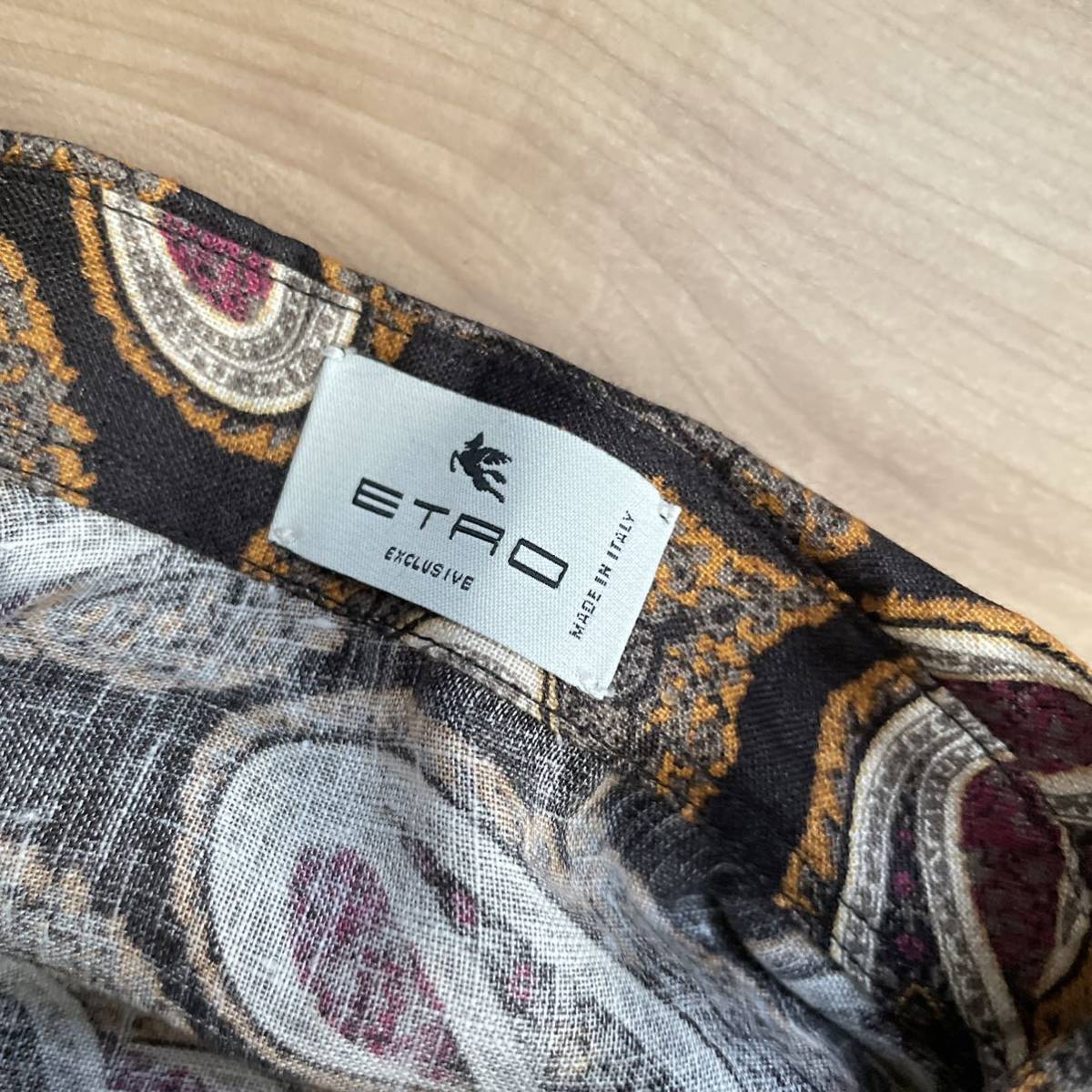 【送料無料】【定価7万相当】【22SS】【新品】ETRO エトロ ペイズリー 長袖 リネンシャツ 黒 39 総柄 麻 長袖シャツ_画像4