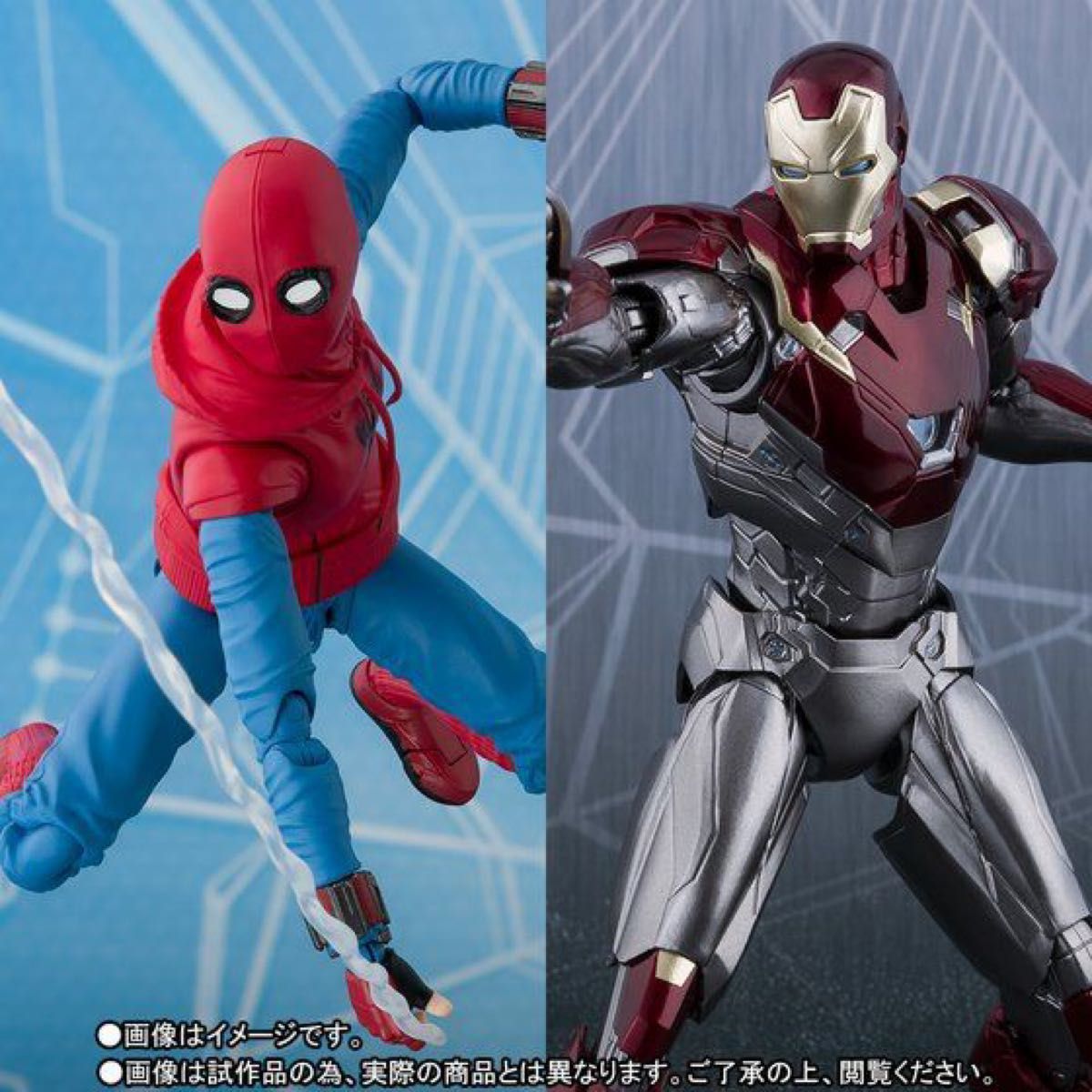 S.H.Figuarts スパイダーマン(ホームカミング) ホームメイドスーツver. & アイアンマン マーク47 プレバン