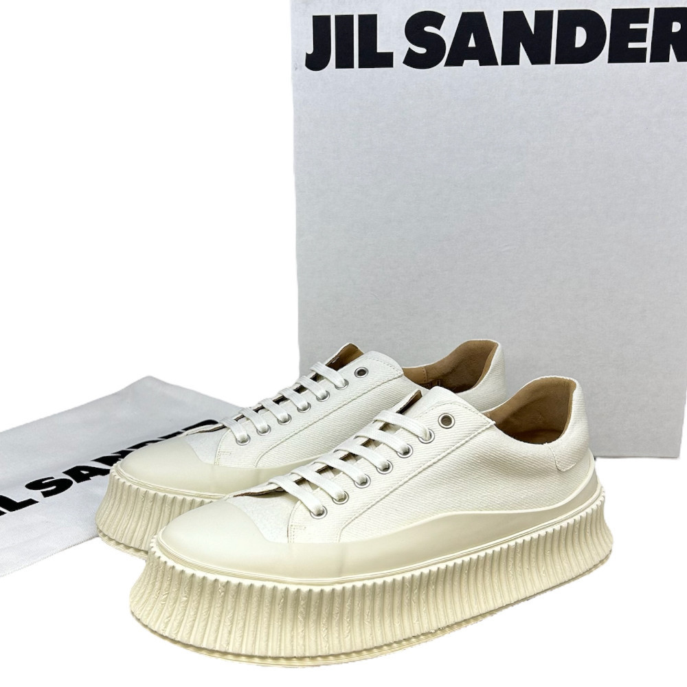 新品 サイズ43 (28cm) JIL SANDER レースアップ キャンバス スニーカー ジルサンダー