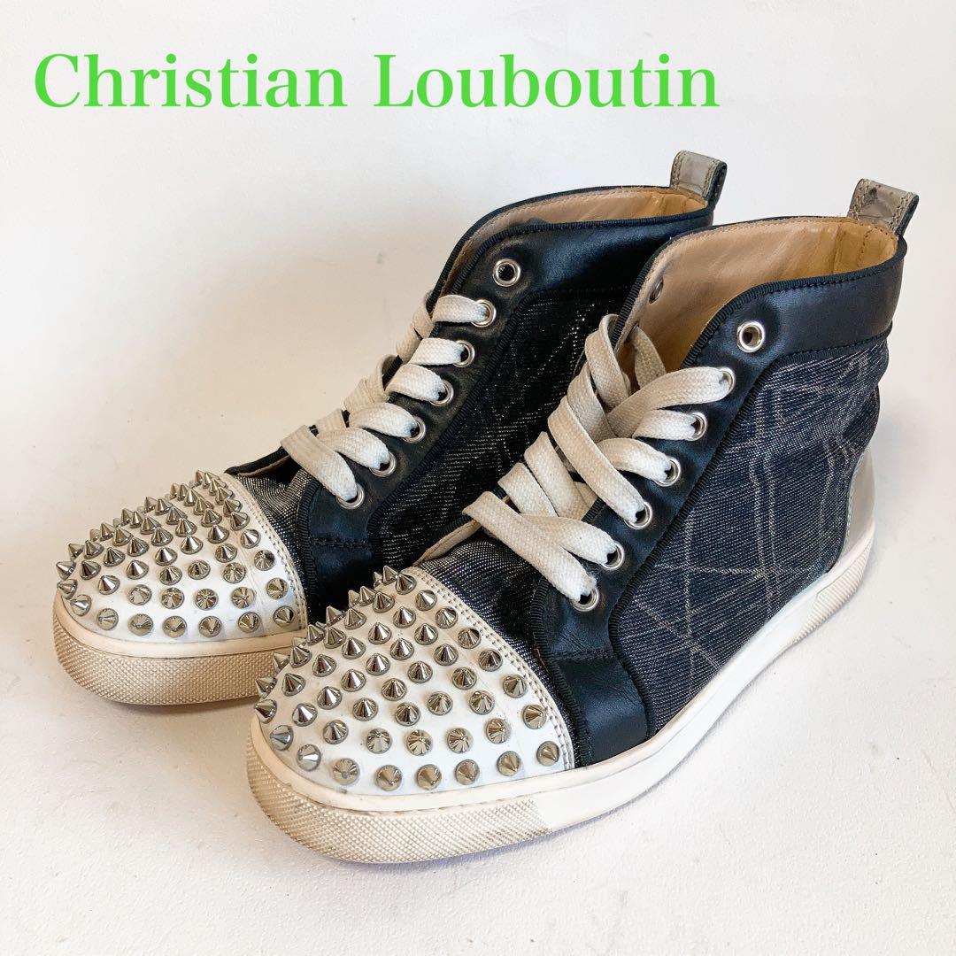 【男の身だしなみ　１点限り】クリスチャンルブタン Christian Louboutin louis spike studs flat ハイカット スニーカー スタッズ　24㎝