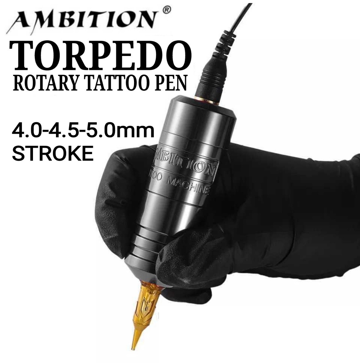 AMBITION TORPEDO ロータリータトゥーマシン 4.0-4.5-5.0mmストローク ブラック ☆ タトゥーペン tattoo machine 刺青 ☆_画像1