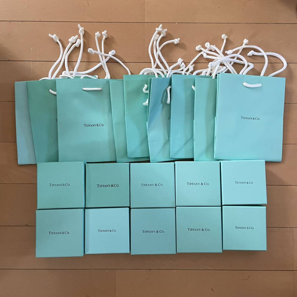 美品 Tiffany&Co. ティファニー ブルー ボックス 空箱 10箱 セット アクセサリー ジュエリー ネックレス ブレスレット BOX ショッパー9枚