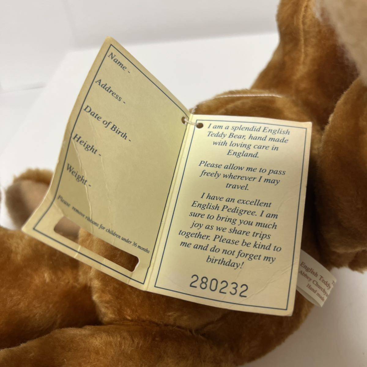 THE ENGLISH TEDDY BEAR COMPANY ザイングリッシュ テディベア カンパニー ハンドメイド テディベア ぬいぐるみ 中古_画像10