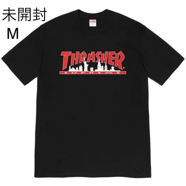 未開封 21fw Supreme Thrasher Skyline Tee Black size:M タグ、ステッカー付き Supreme Online 購入 シュプリーム Tシャツ