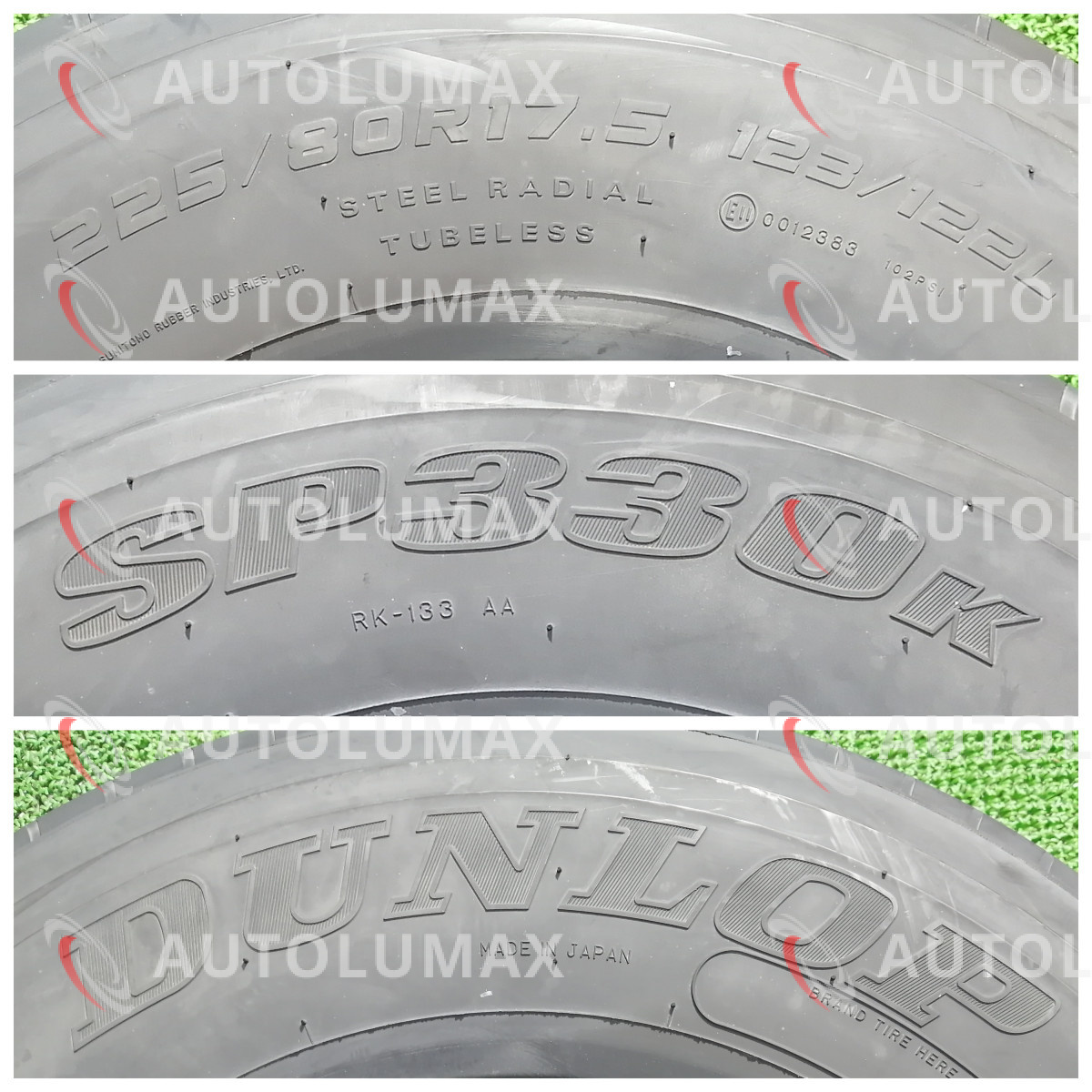 225/80R17.5 123/122L Dunlop SP330k 中古 サマータイヤ 6本セット 2019年製 ダンロップ U2866.N_画像8