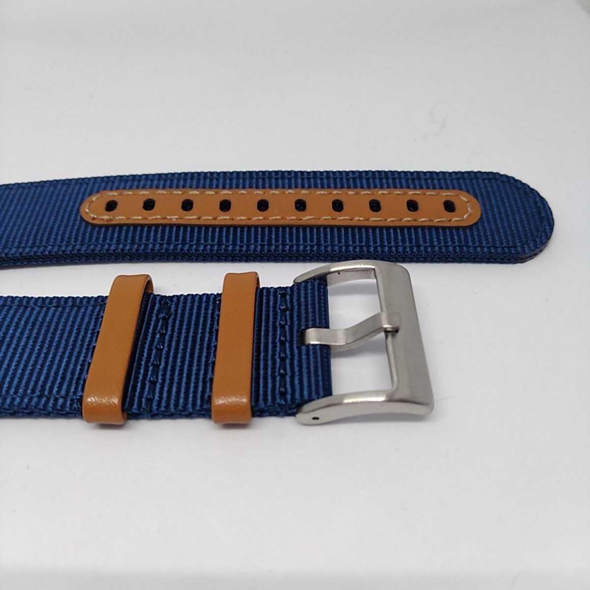  blue 22mm rivet attaching canvas nylon leather strap Hamilton type wristwatch belt exchange for military Easy click type 