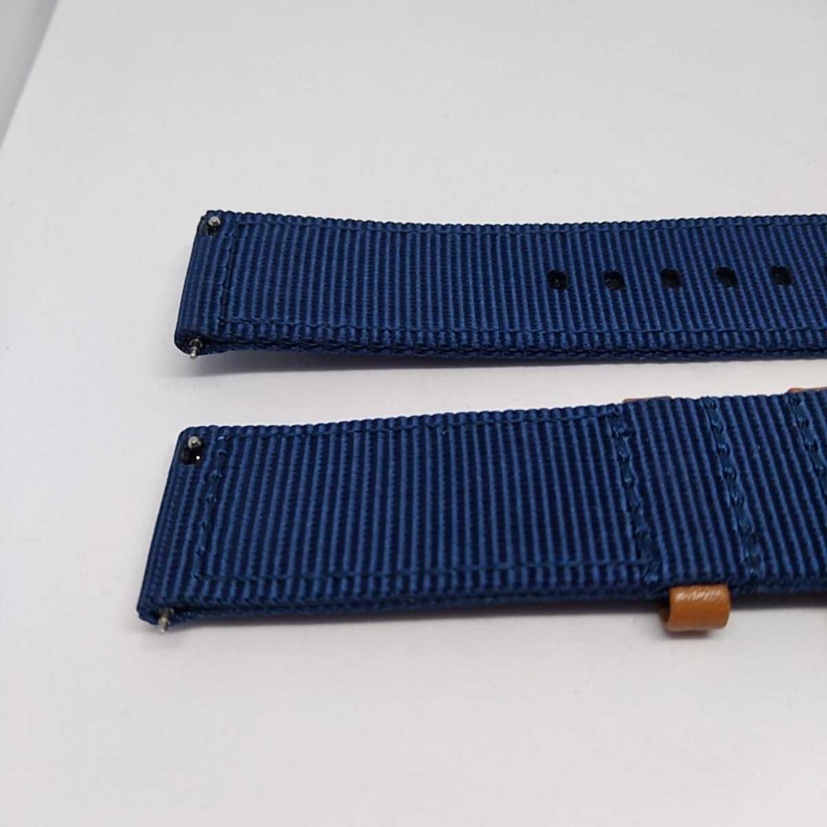  blue 22mm rivet attaching canvas nylon leather strap Hamilton type wristwatch belt exchange for military Easy click type 