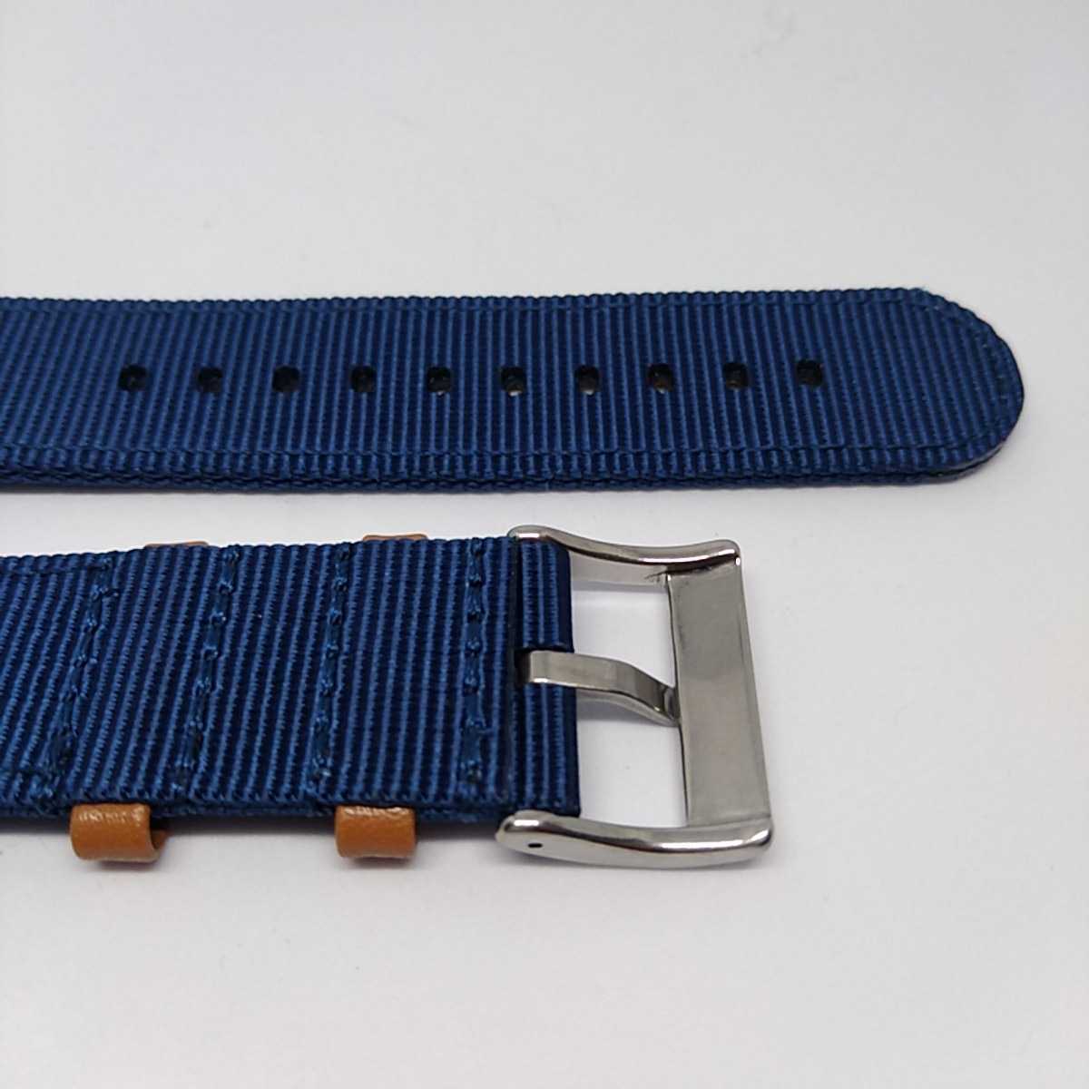  blue 22mm rivet attaching canvas nylon leather strap Hamilton type wristwatch belt exchange for military Easy click type 