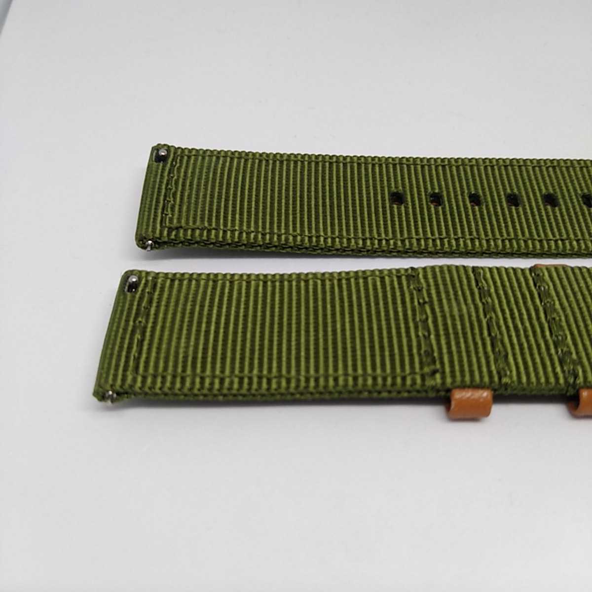  khaki 22mm rivet attaching canvas nylon leather strap Hamilton type wristwatch belt exchange for military Easy click type 