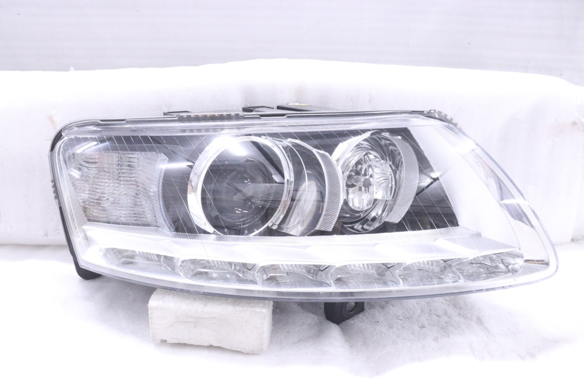 38-1490★美品★後期 HID 4F AUDI A6★右ヘッドライト 4F0 941 004 ユニット 黒無塗装 純正★アウディ (YM)_画像1