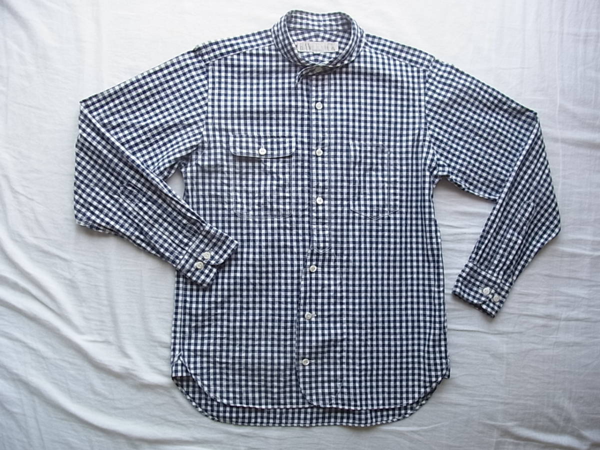 HAVERSACK ハバーサック コットンリネン  ギンガムチェック柄 ラウンドカラー ワークシャツ サイズ L  日本製の画像1