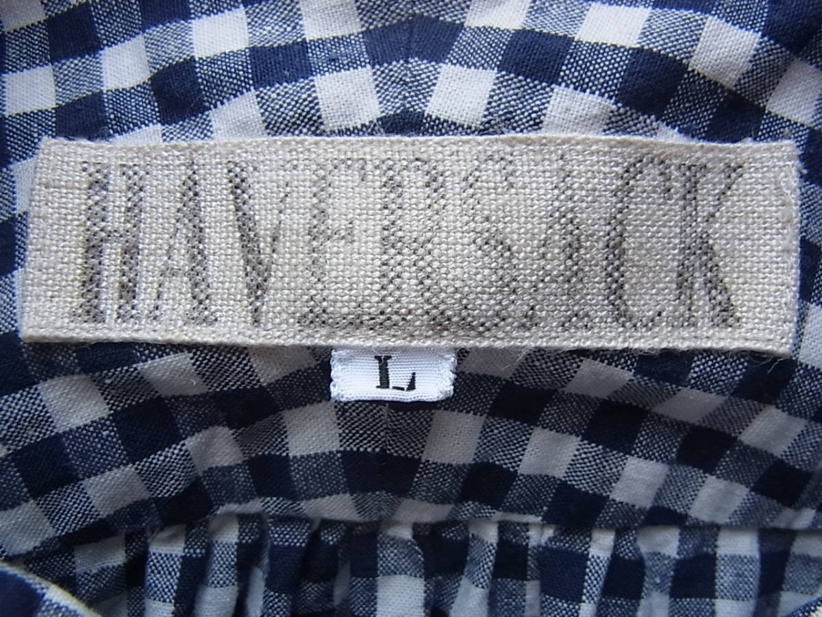 HAVERSACK ハバーサック コットンリネン  ギンガムチェック柄 ラウンドカラー ワークシャツ サイズ L  日本製の画像5
