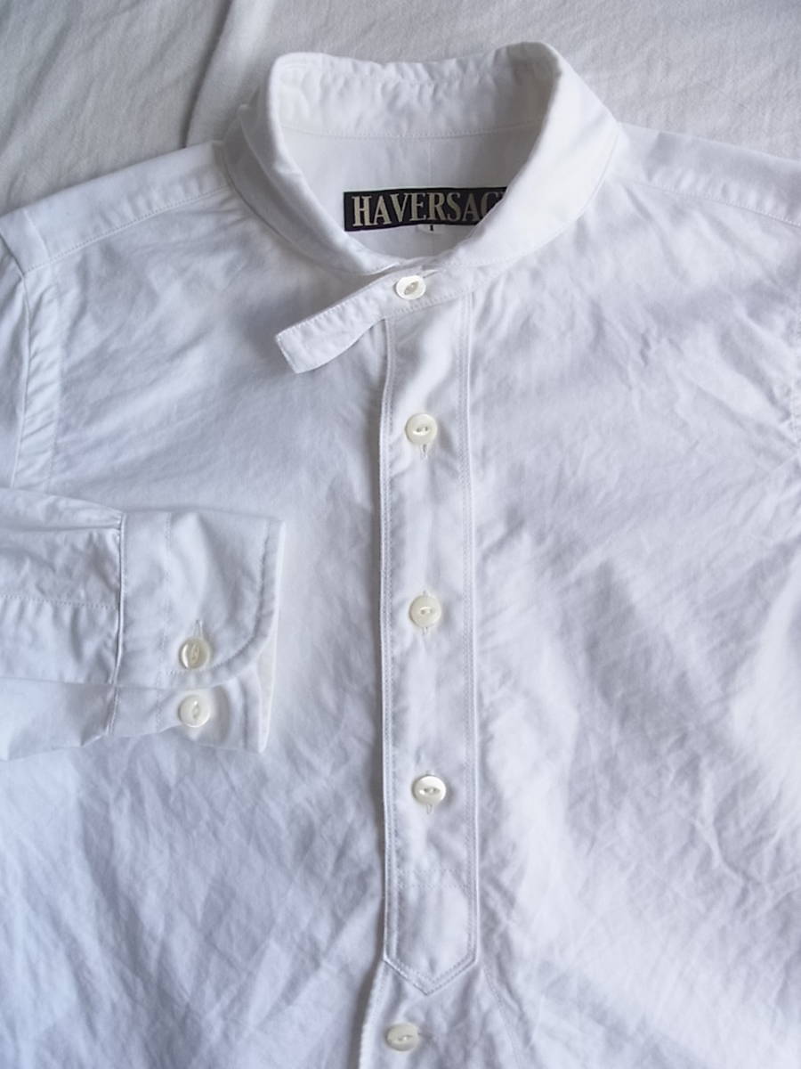 HAVERSACK 　ハバーサック　コットンオックス素材　ラウンドカラー　ワークシャツ　サイズ 1 日本製 ホワイト_画像3