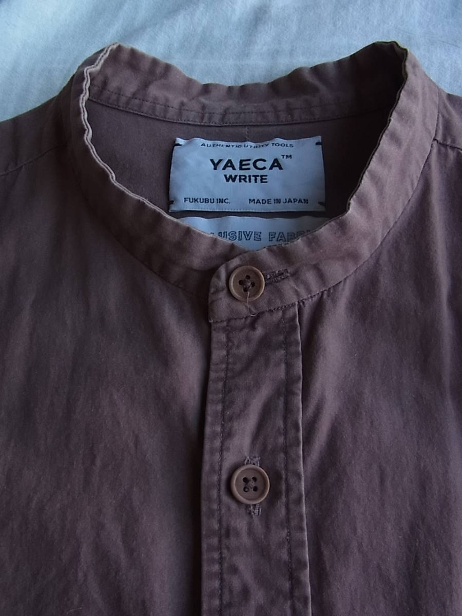 YAECA ヤエカ　コットンリネン素材　オーバーサイズ　バンドカラーシャツ　サイズ S 日本製　ライトブラウン系_画像3