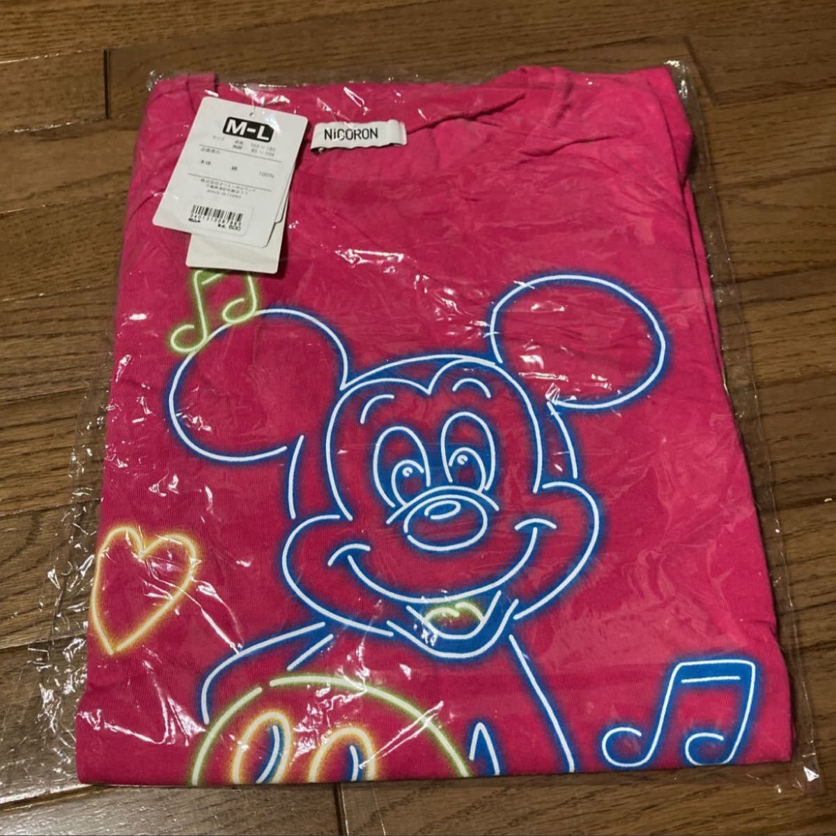 東京ディズニーリゾート× NiCORON  ミッキー　Tシャツ　　ピンク　ワンサイズ