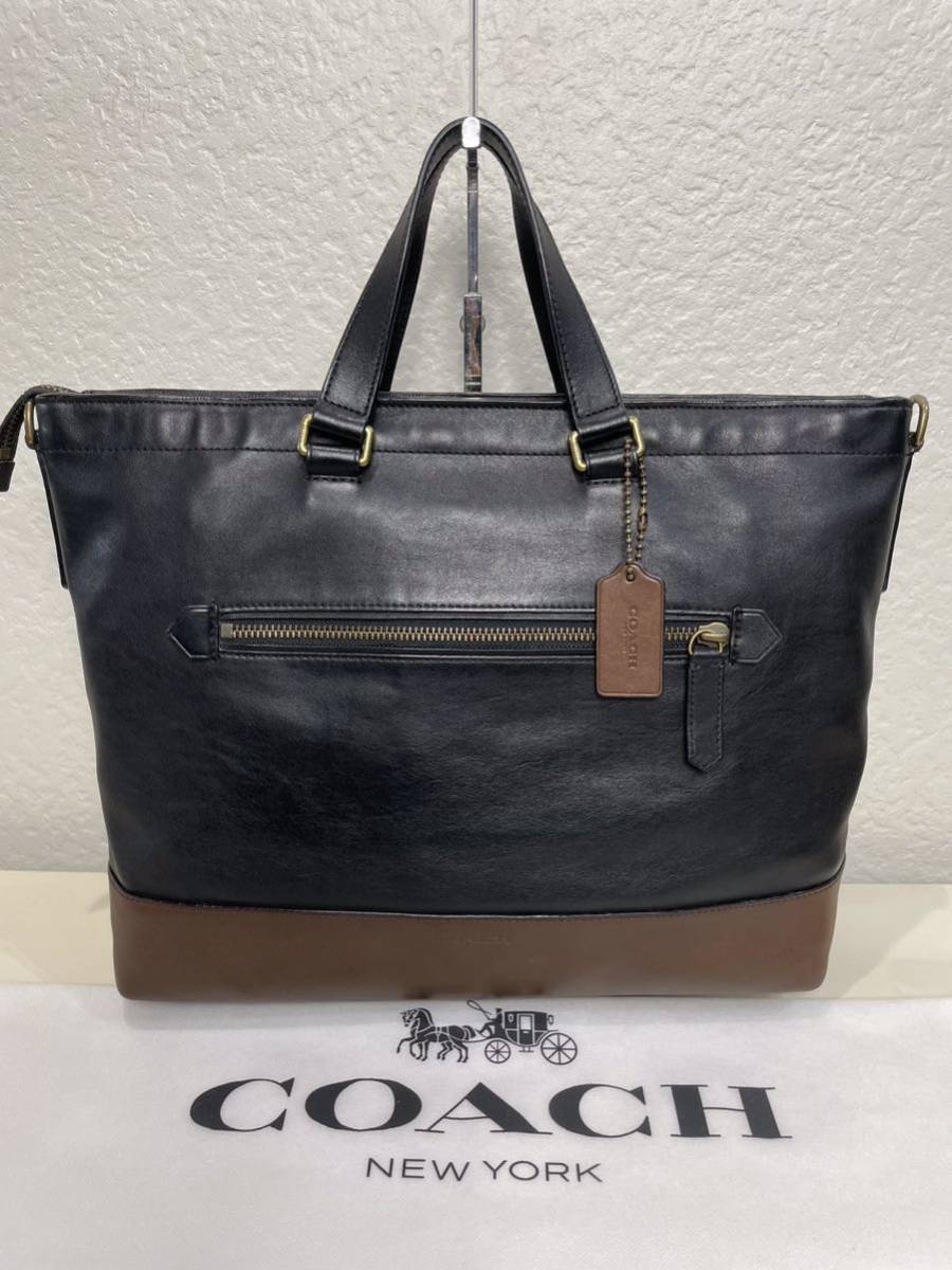 【希少・良品】コーチ COACH メンズ　メンテ済み　ビジネス レザー　トートバッグ　バッグ　本革　ブリーフケース