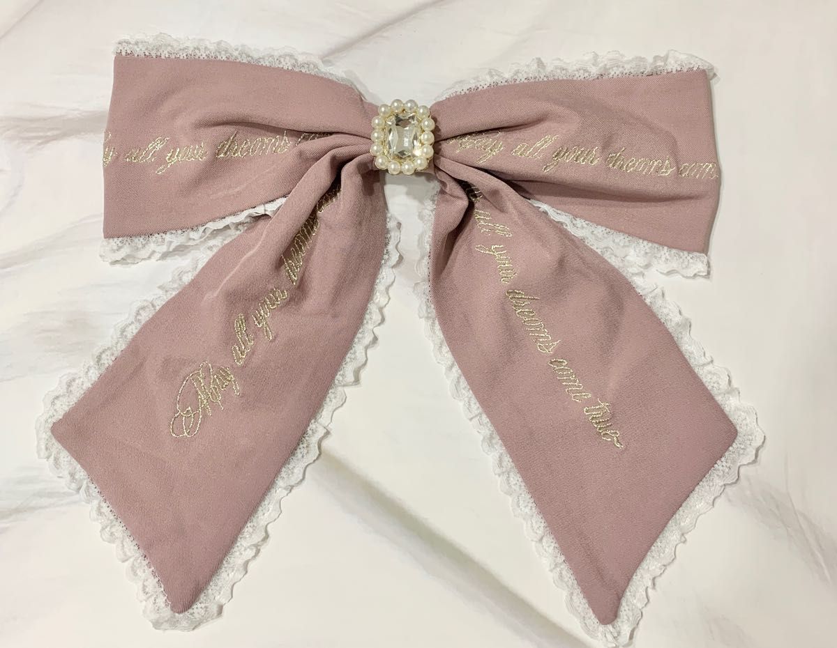 未使用 lizlisa 刺繍レースリボン 大きめ ブローチ ピンク 未使用 lizlisa 刺繍レースリボン 大きめ ブローチ ピンク