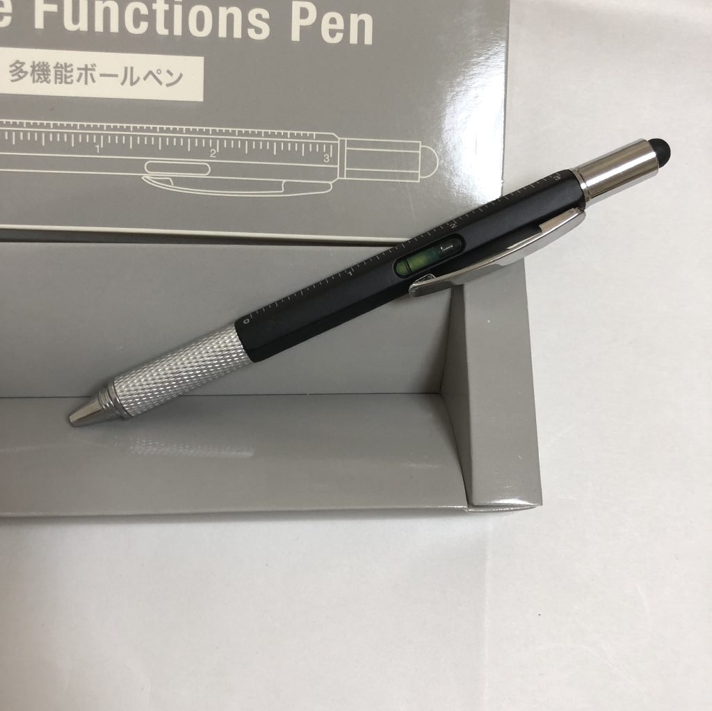 【便利な6つの機能】 6in1 多機能ペン ボールペン ものさし 水平器 タッチペン ドライバー（プラス　マイナス） （ブラック）_画像2