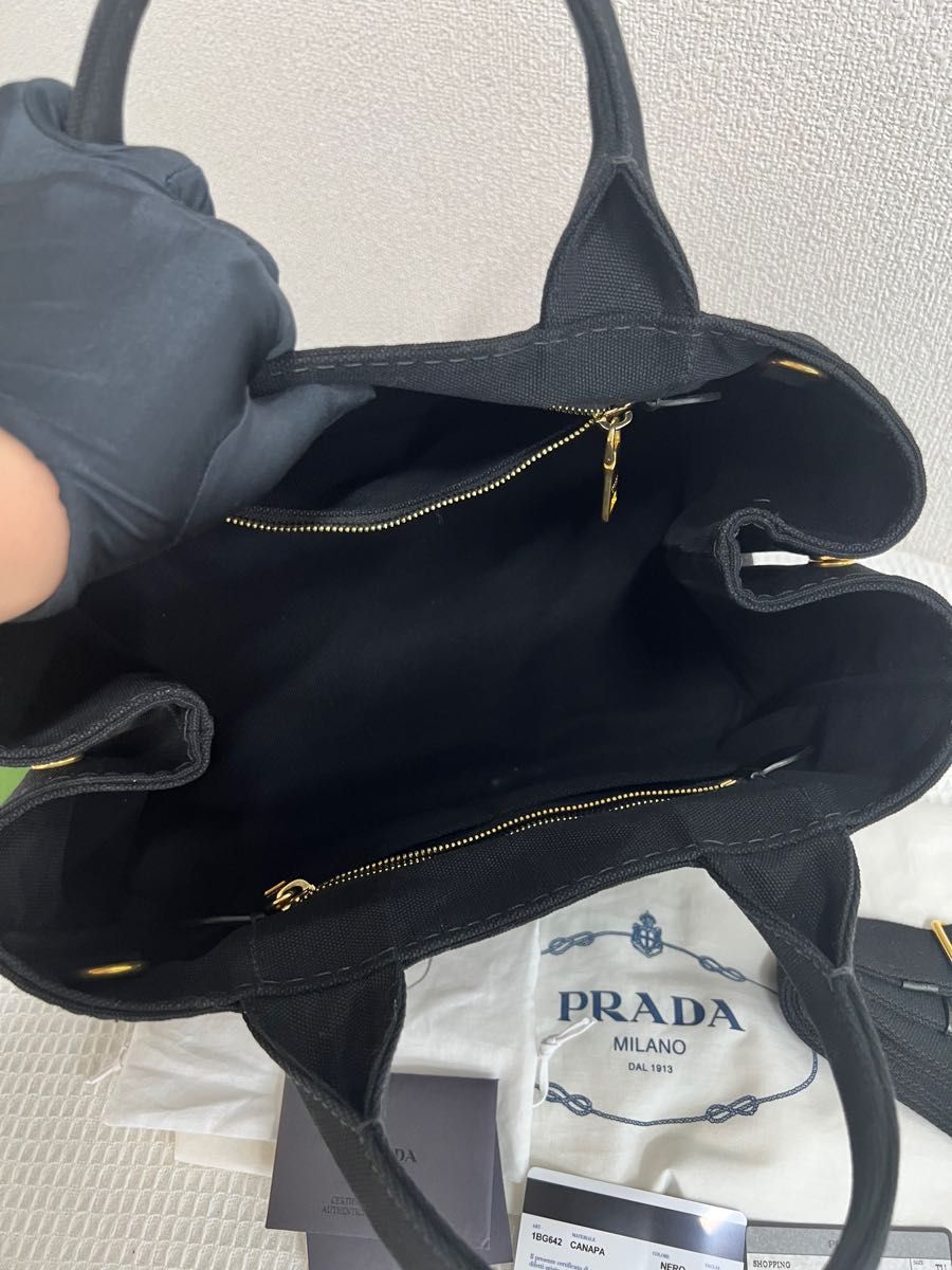 極美品　PRADA プラダ ハンドバッグ 2wayプラダカナパトー黒　Mサイズ