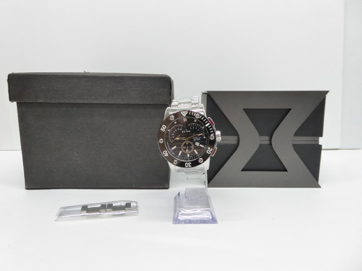 EDOX エドックス 品番1502 class1 クロノオフショアレトログラード クォーツ 腕時計 △WA5753
