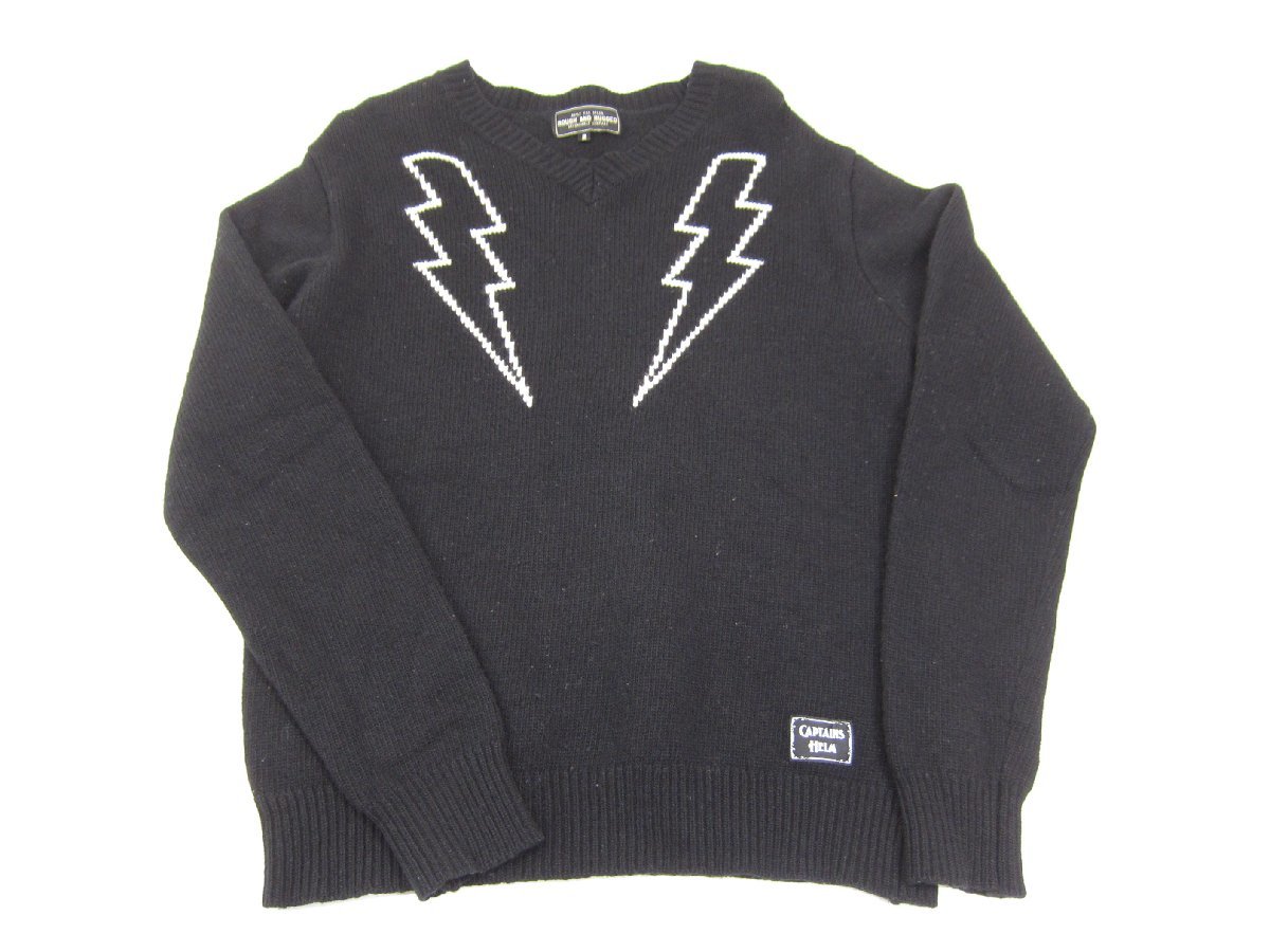 ROUGH AND RUGGED ラフアンドラゲッド × CAPTAINS HELM THUNDER Knit Sweater SIZE:2 メンズ 衣類 □UF3883_画像1