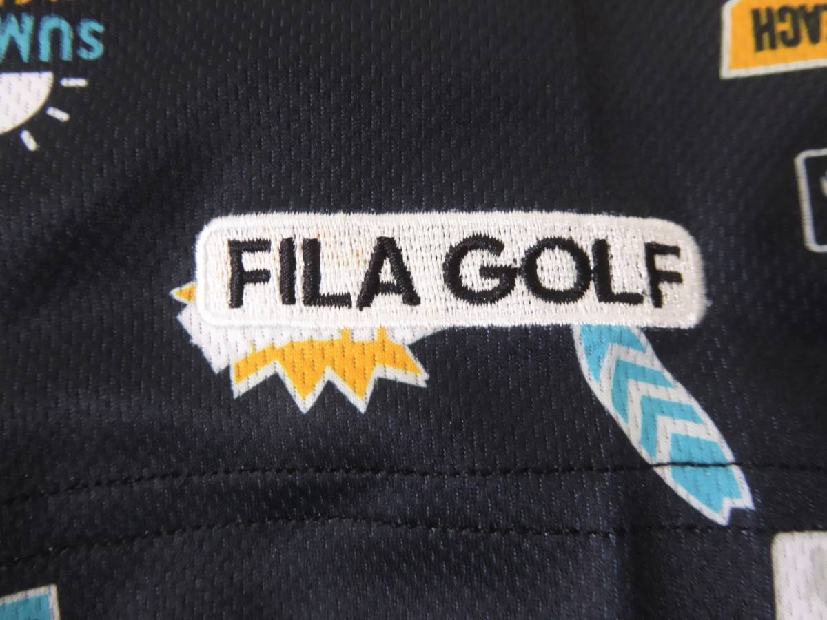 FILA GOLF フィラ ゴルフ 遮熱 接触冷感 吸汗速乾 UVカット ストレッチ エレメント柄 半袖ポロシャツ LL 黒の画像4