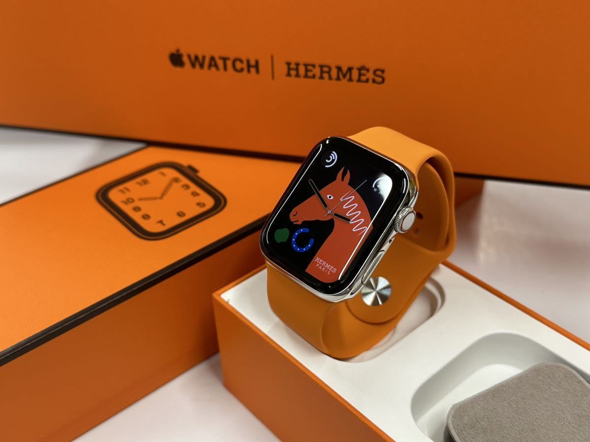 ☆即決 美品 Apple watch エルメス シリーズ5 アップルウォッチ HERMES Series5 44mm 心電図 ステンレス  GPS+Cellular 628