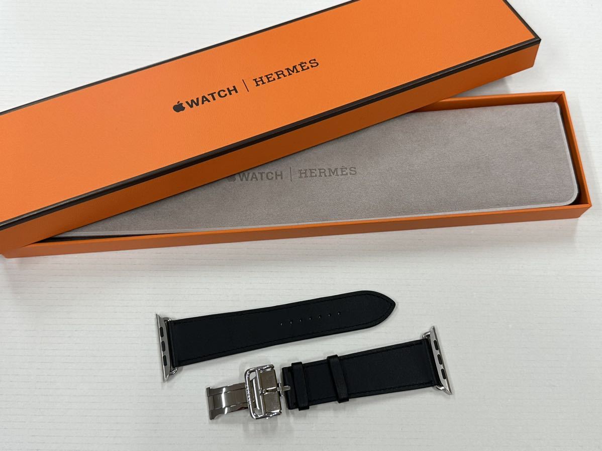 ☆即決 美品 Apple Watch HERMES 45mm 44mm 黒 ディプロイアントバックル エルメス アップルウォッチ Dバックル ブラック  632