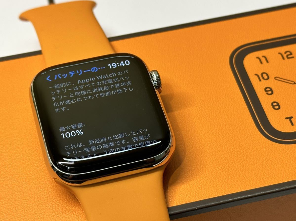 ☆即決 美品 バッテリー100% Apple watch エルメス シリーズ5 アップルウォッチ HERMES Series5 44mm ステンレス GPS+Cellular 663