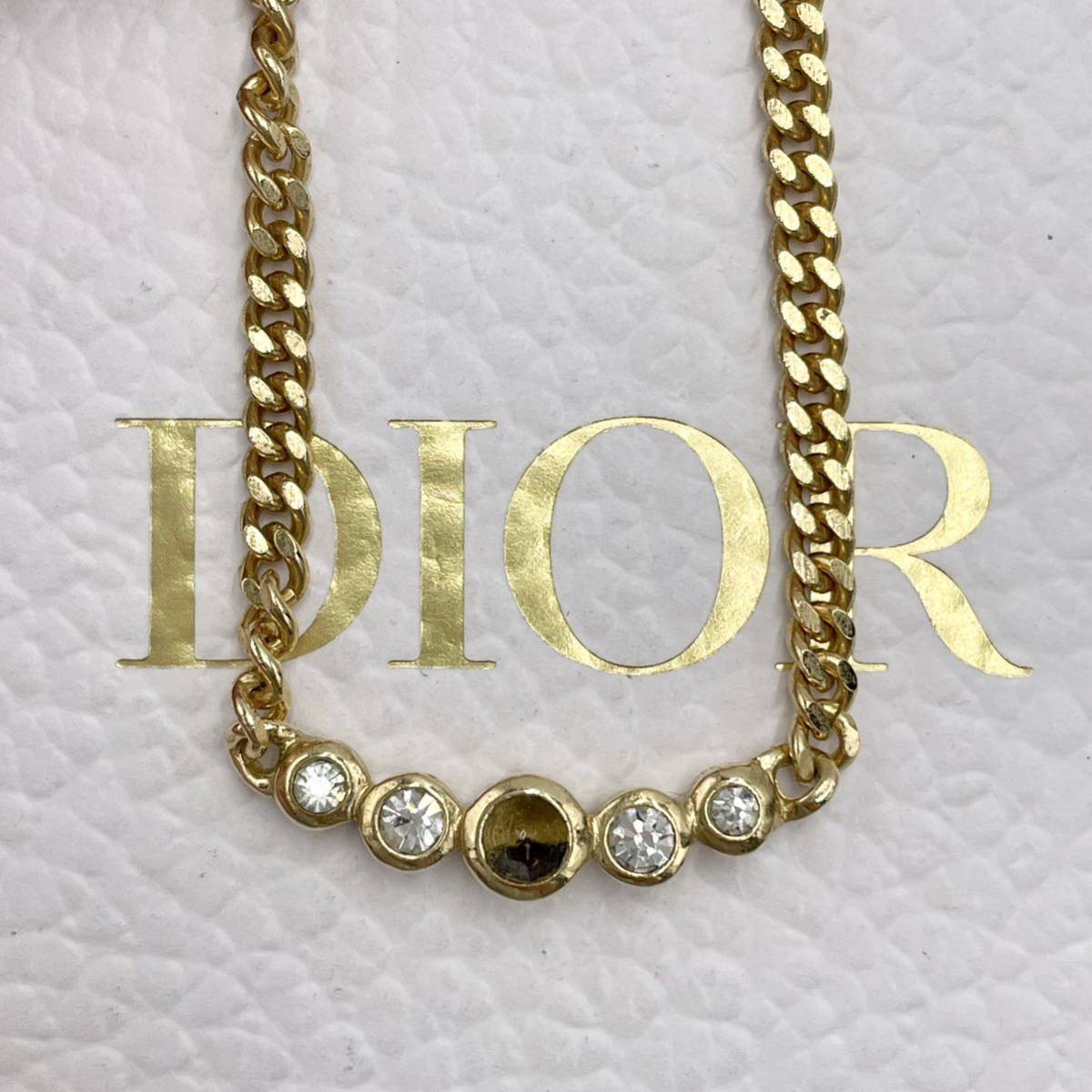 Christian Dior クリスチャンディオール CD ネックレス ラインストーン 5連 アクセサリー ゴールド金具 トロッター オブリークゴールド
