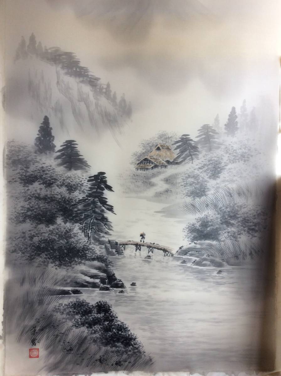  water . landscape. .. axis for silk ground . only, free shipping large scale. forest . window genuine writing brush .034