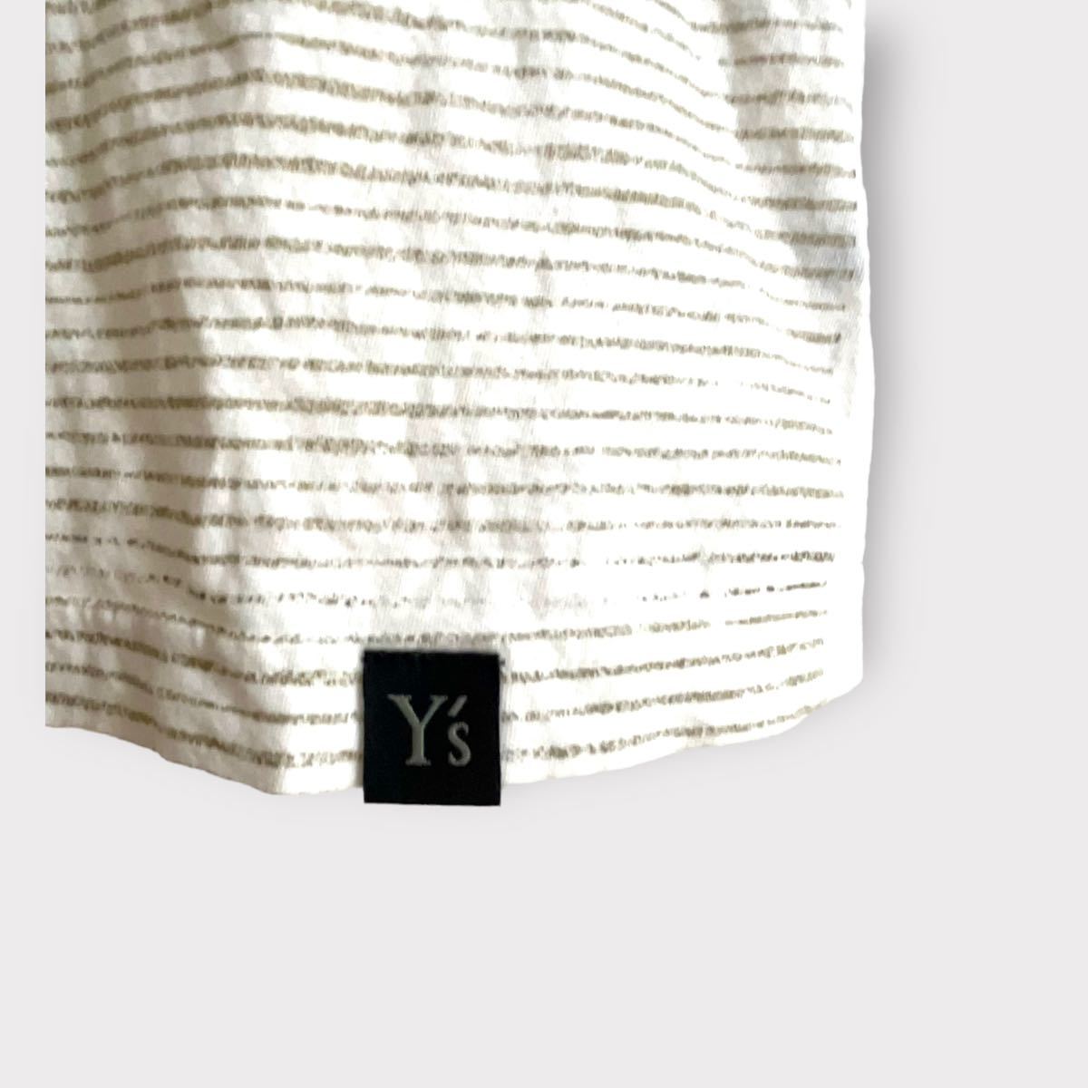 Y's ワイズ　ヨウジヤマモト　かすれボーダー Tシャツ カットソー 2 日本製 フレンチスリーブ_画像3
