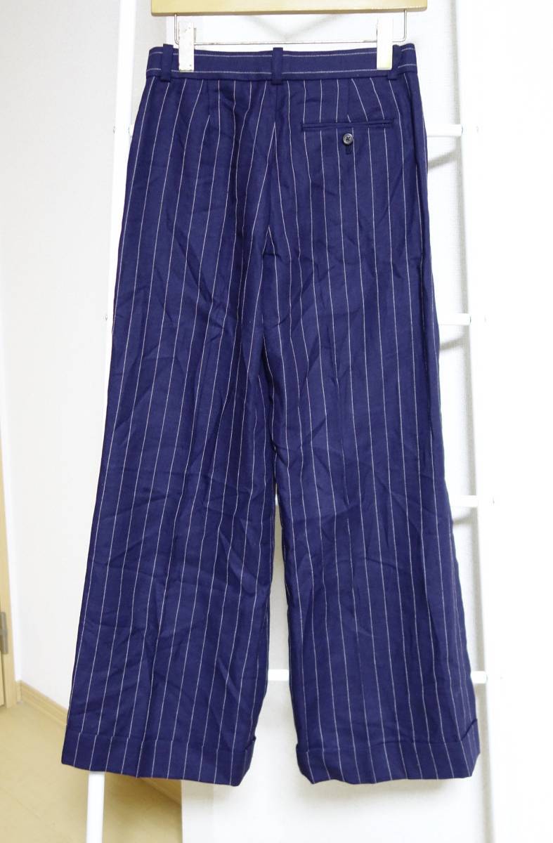  Ralph Lauren linen. wide pants 7 navy made in Japan 
